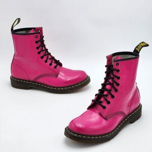 Dr. Martens 1460 Patent Leather Pink Combat Boots Women's Size 8